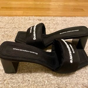 Alexander Wang Black Mascha Appliquéd Nylon Mules/Slides. Brand new.